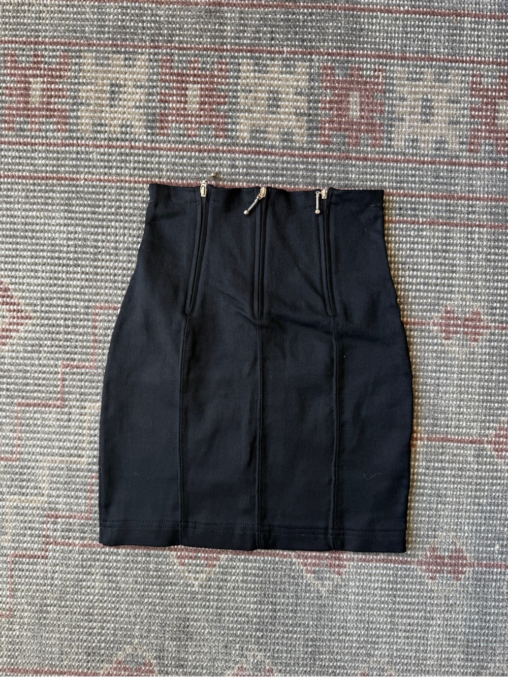 vintage black cotton skirt with zip detail